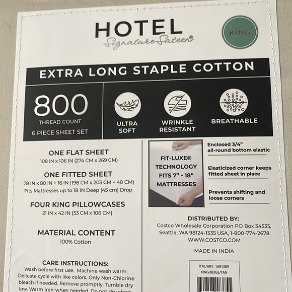 Hotel signature 6-piece King Sheet Set - Picture 5 of 5